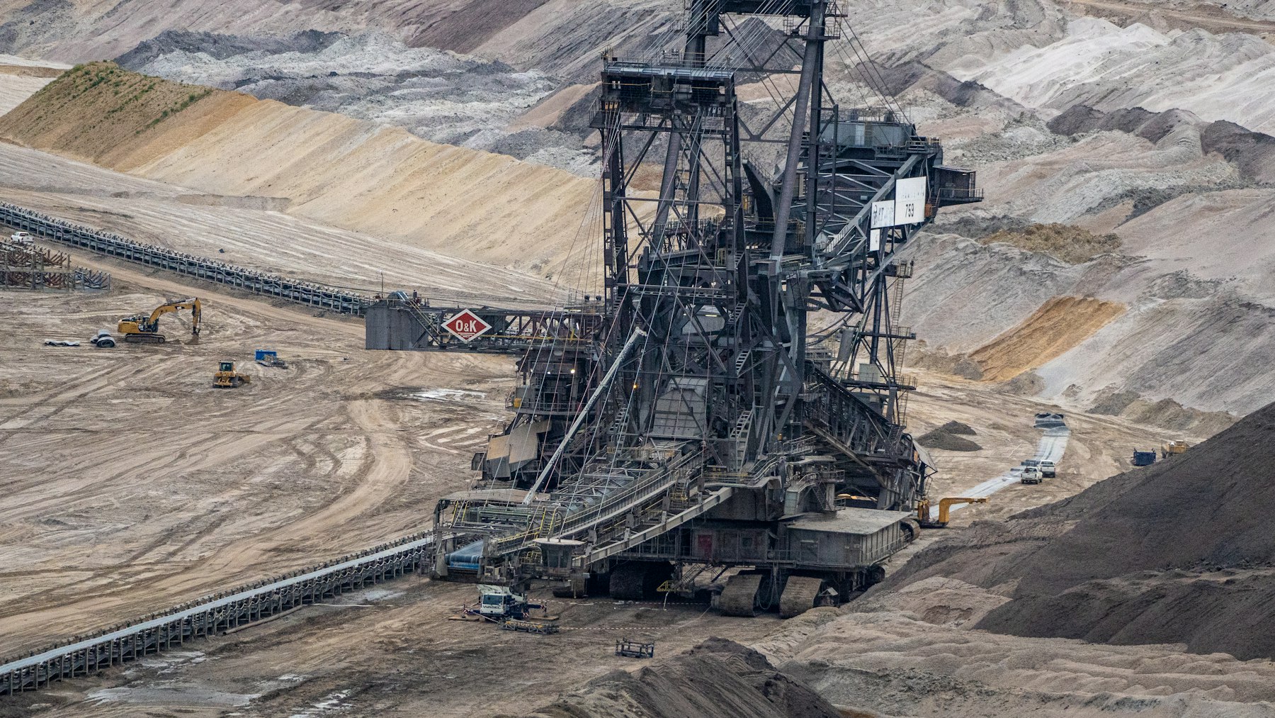 Heavy construction equipment at work